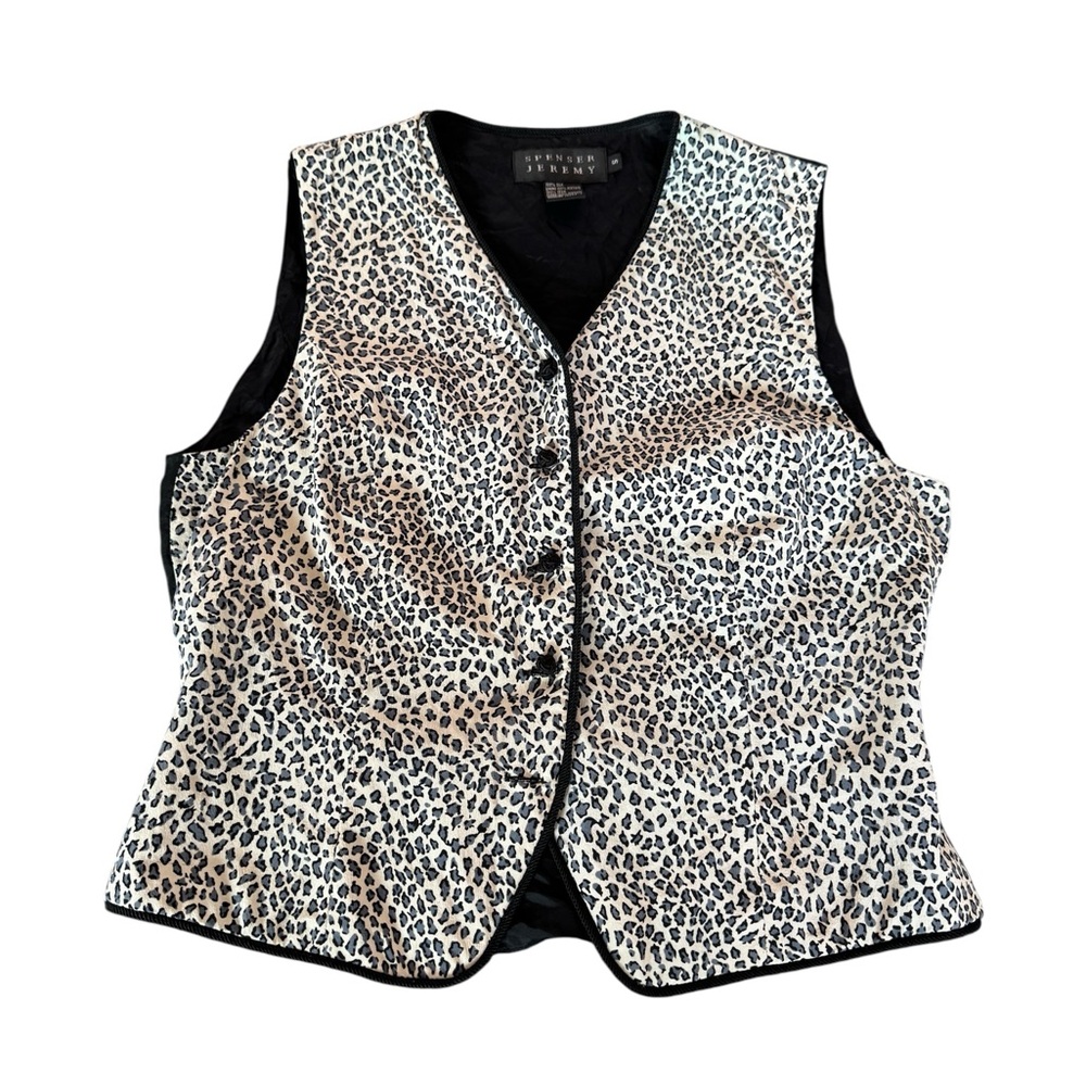 Jeremy Spenser Women’s Vest Leopard Print black/white Silk Size Small